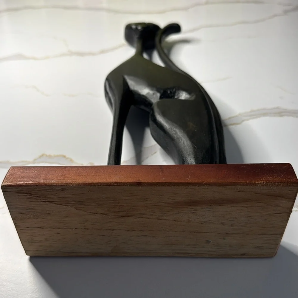 Handcrafted artisan woodentall thin Black Cat Sculpture - Picture 9 of 14